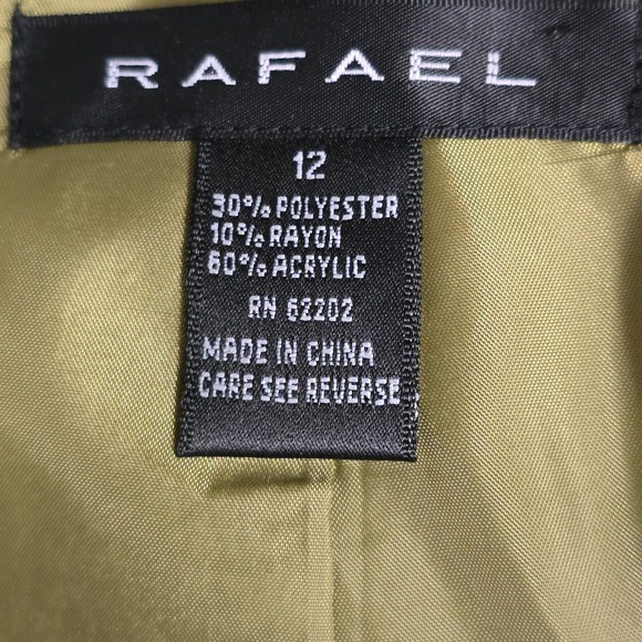 Rafael Womens Green Floral Brocade Blazer Jacket Size 12 Button Front - Picture 6 of 7